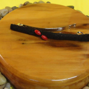 Black Hair Barrette approximately 4 inches long with Red Beads